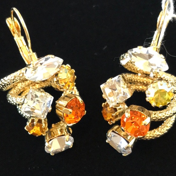 Italian Artisan Swarovski Crystal Earrings - Picture 2 of 4